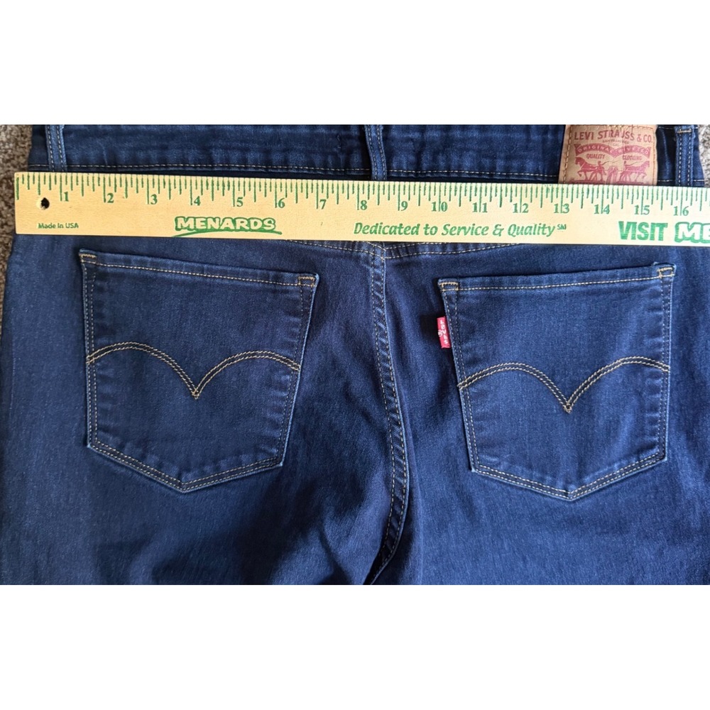Levis 711 Skinny Jeans Womens 32 Dark Wash Blue Denim Mid Rise Stretch WaterLess - Picture 8 of 10